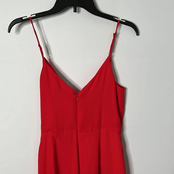 Leith Red Faux Wrap Side Tie Slit Leg Jumpsuit - Picture 5 of 6